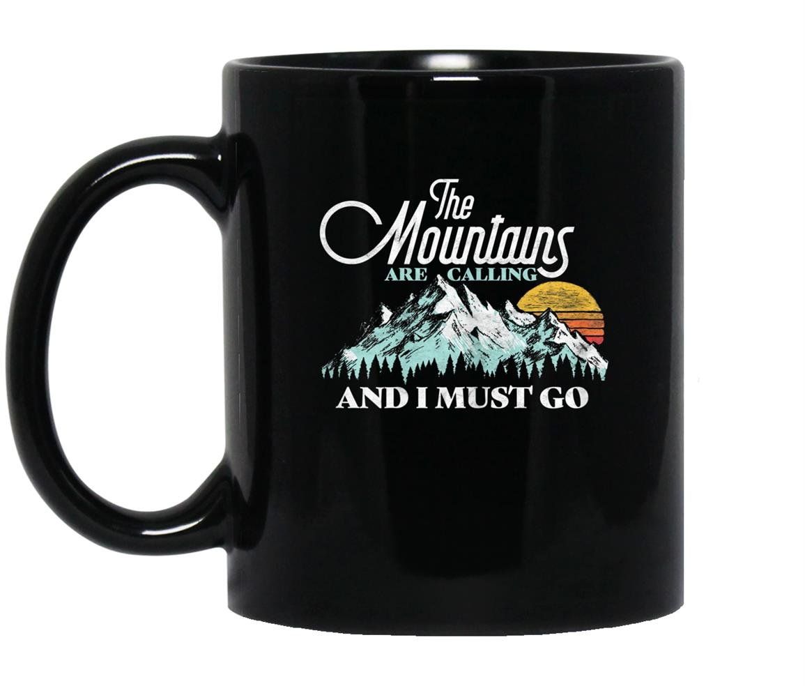 Mountains are calling i must go retro 80s vibe Mug Black