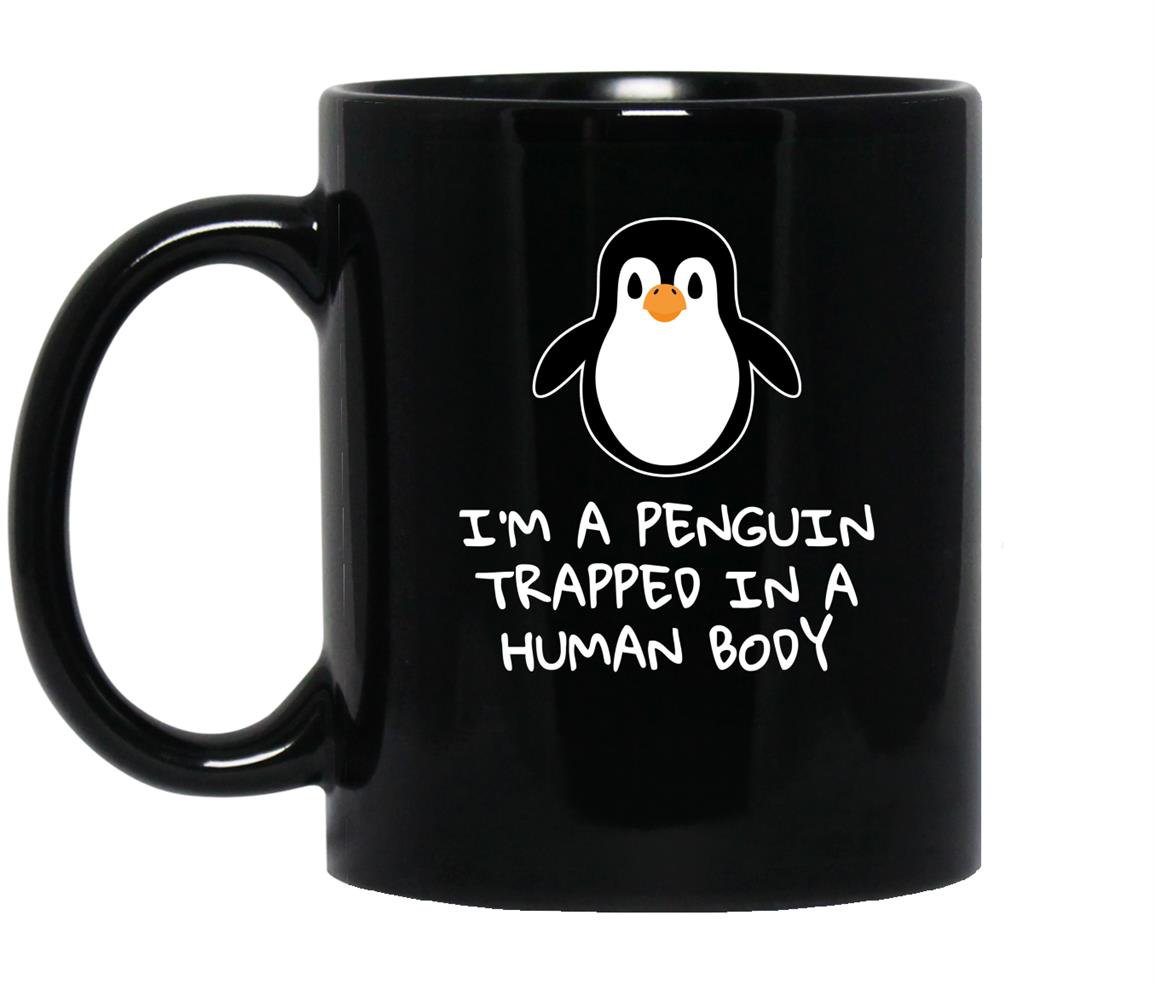 Penguin trapped human body Mug Black