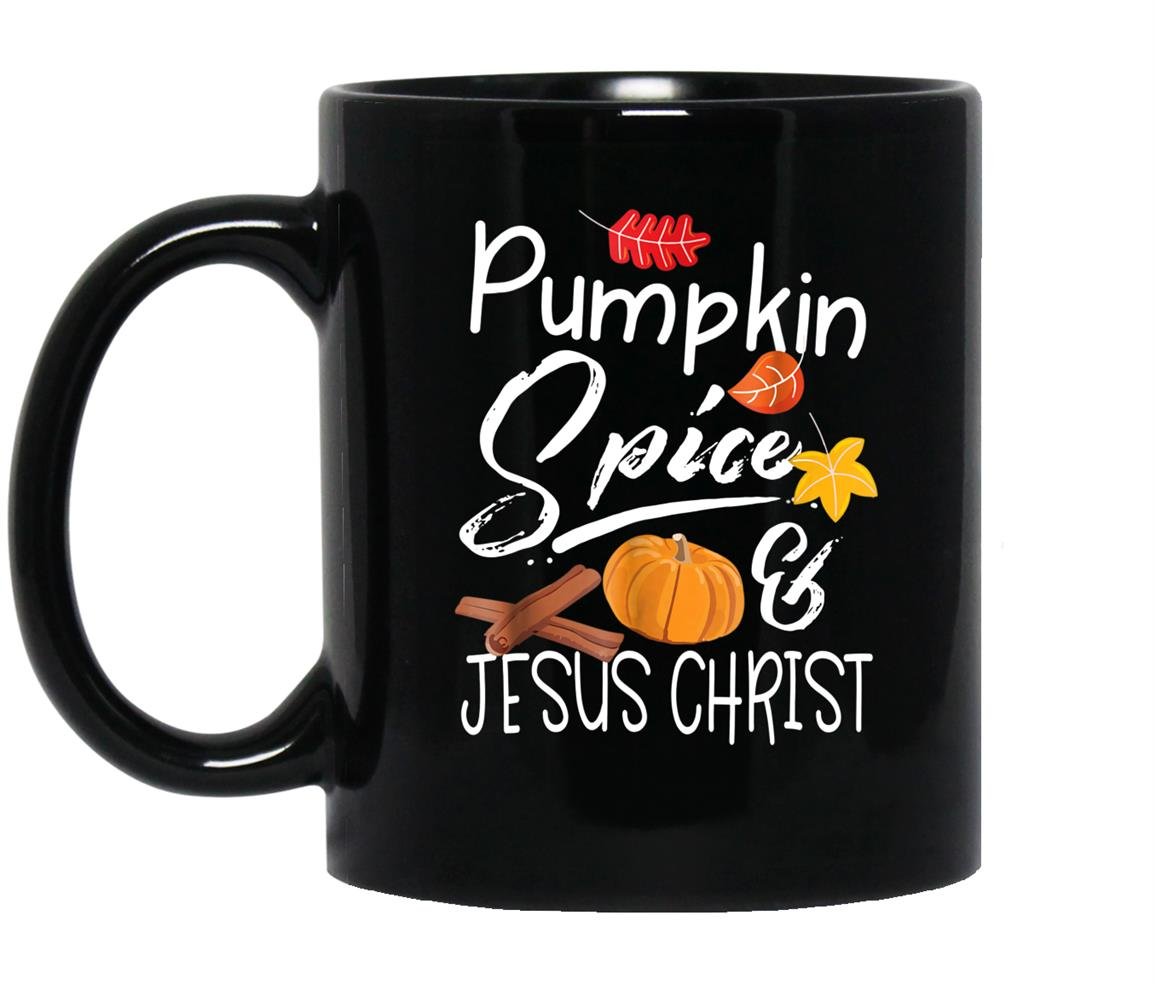 Pumpkin spice and jesus christ fall Mug Black