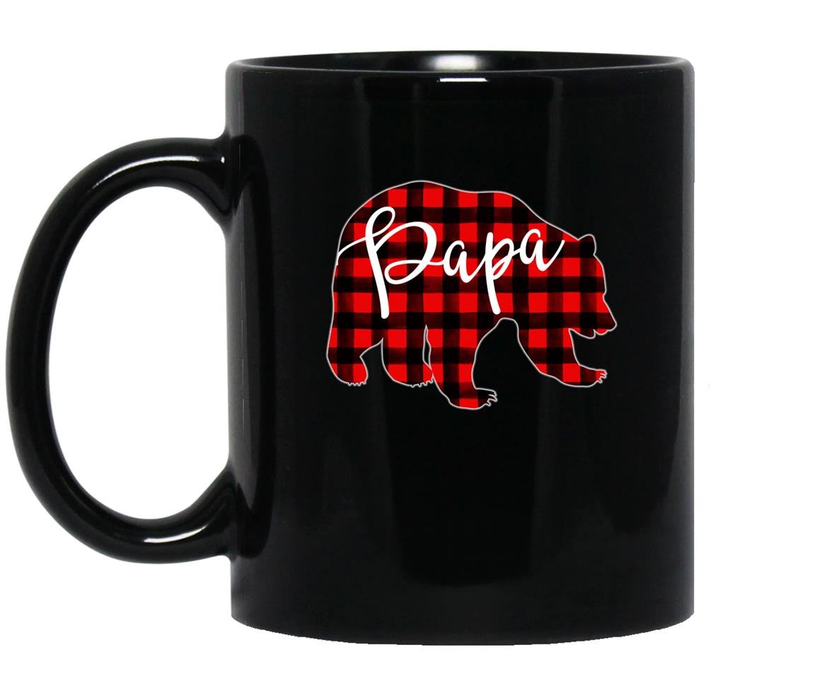 Red plaid papa bear matching pajama family buffalo Mug Black