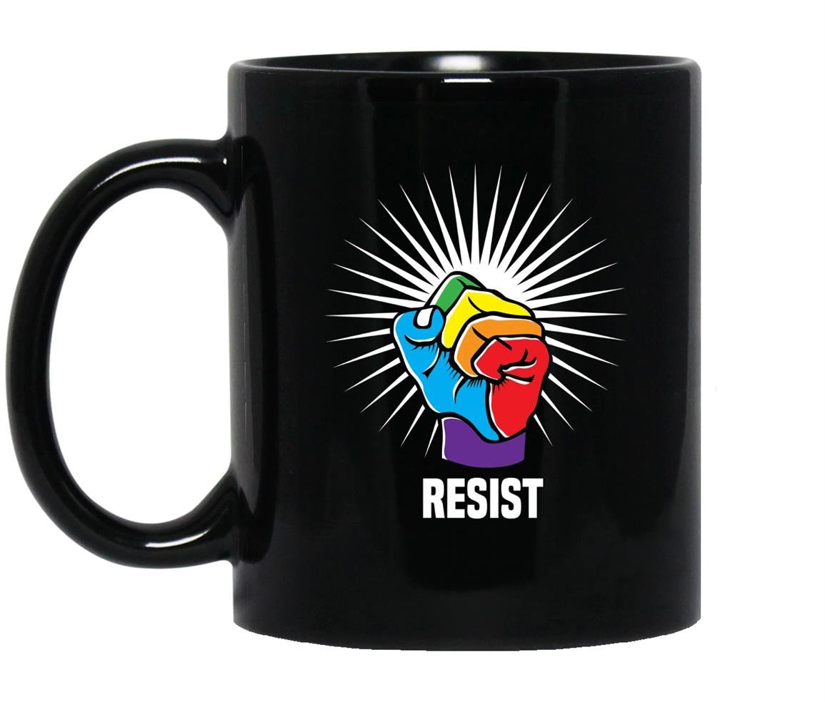 Resist rainbow flag anti trump lgbt gay pride Mug Black