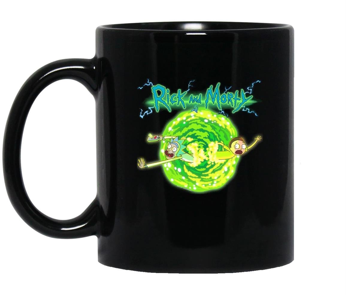 Rick morty portal glow lightning logo Mug Black