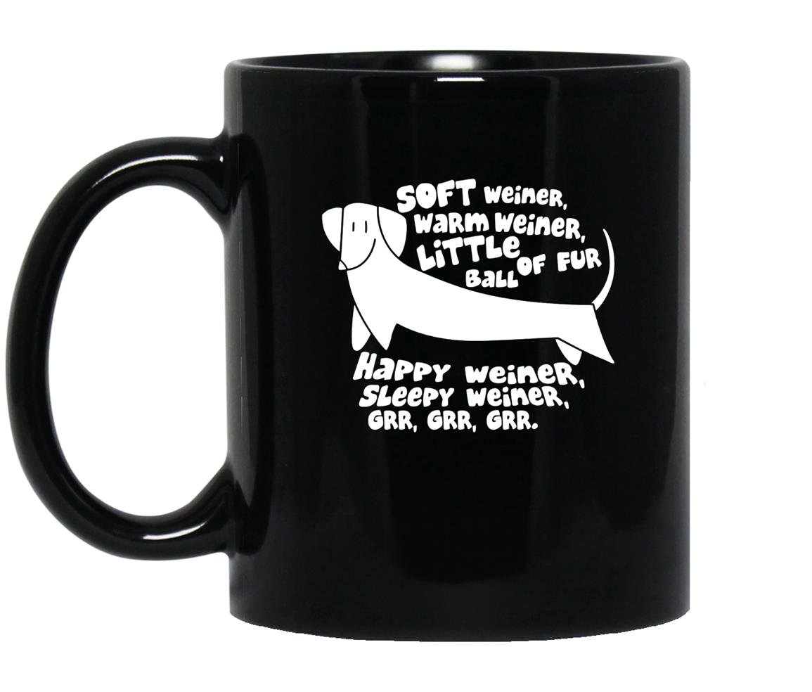 Soft warm little happy sleepy weiner dachshund funny Mug Black
