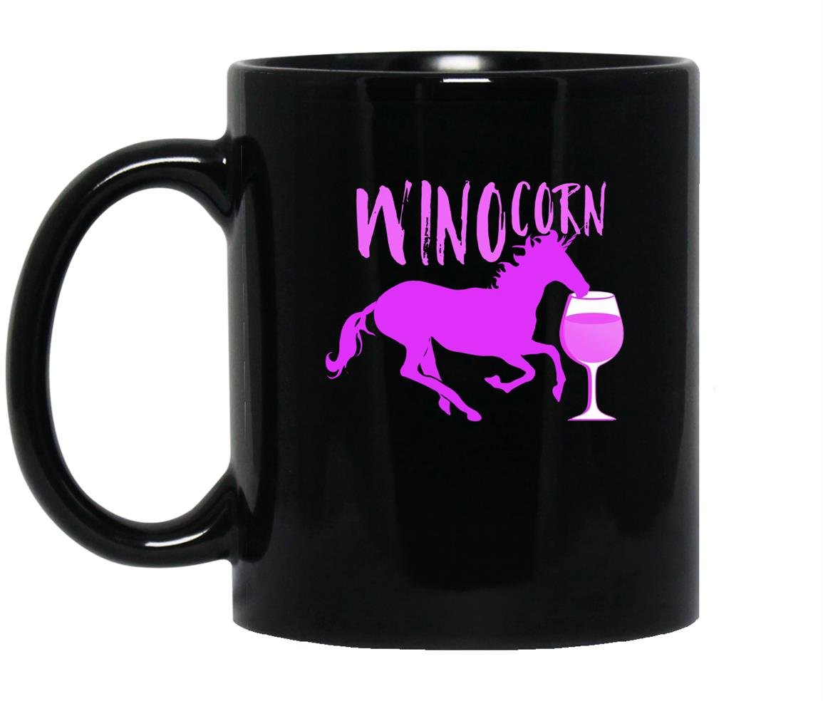 Winocorn drinking wine funny unicorn Mug Black