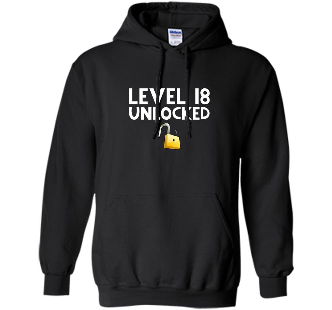 18th birthday gift funny gamer level 18 unlocked Hoodie