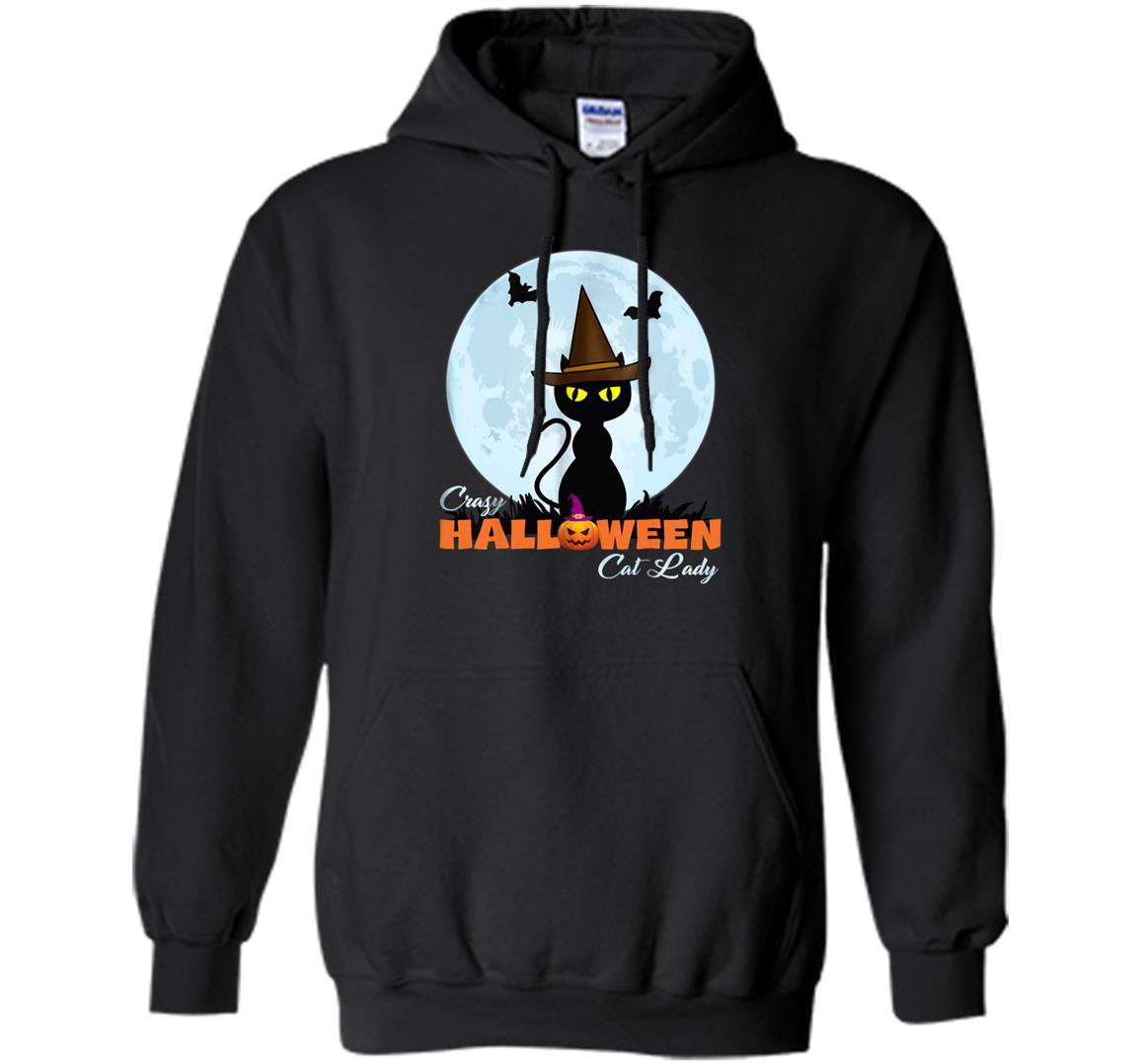 Crazy halloween cat lady funny cat in moon Hoodie
