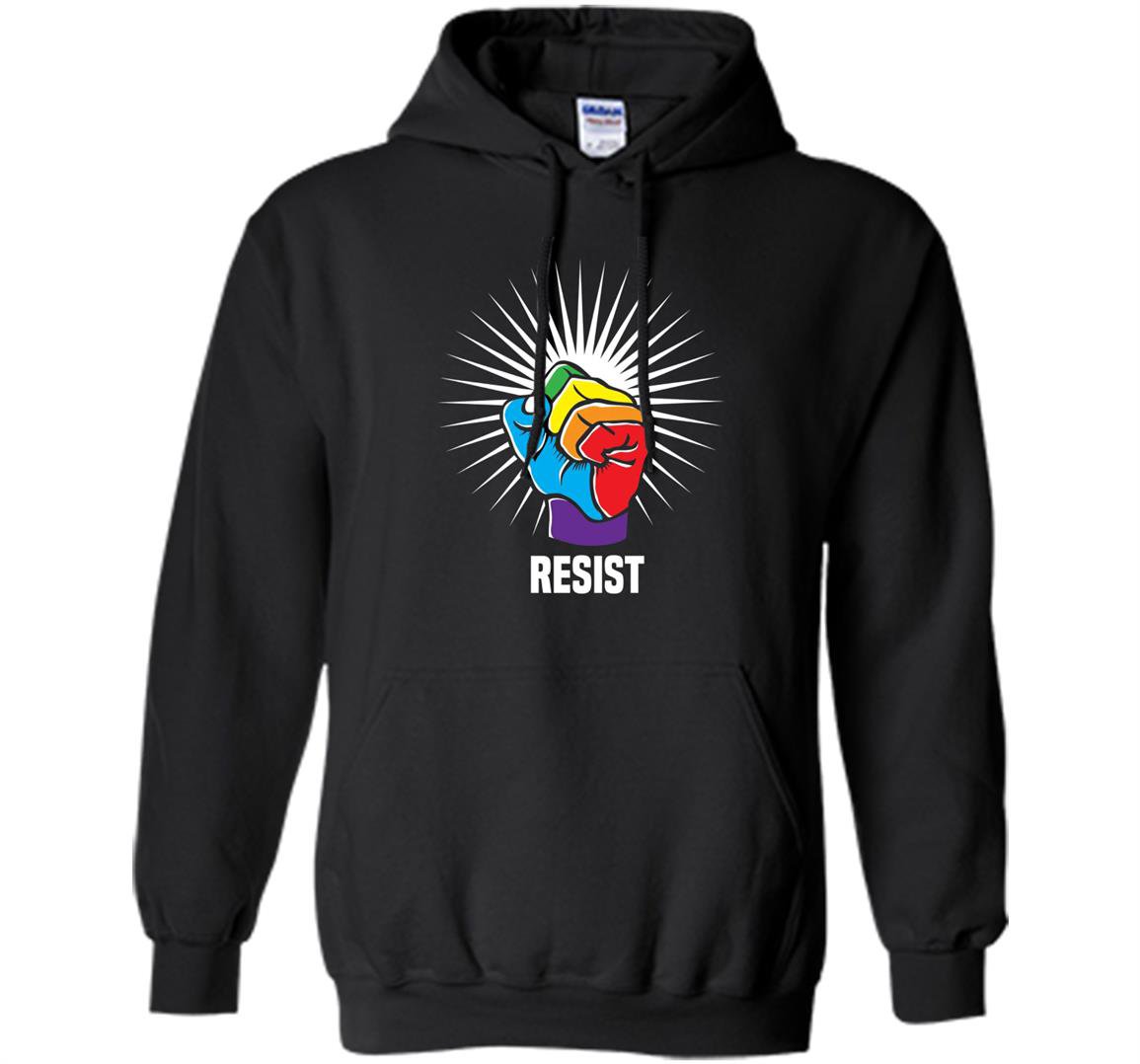 Resist rainbow flag anti trump lgbt gay pride Hoodie