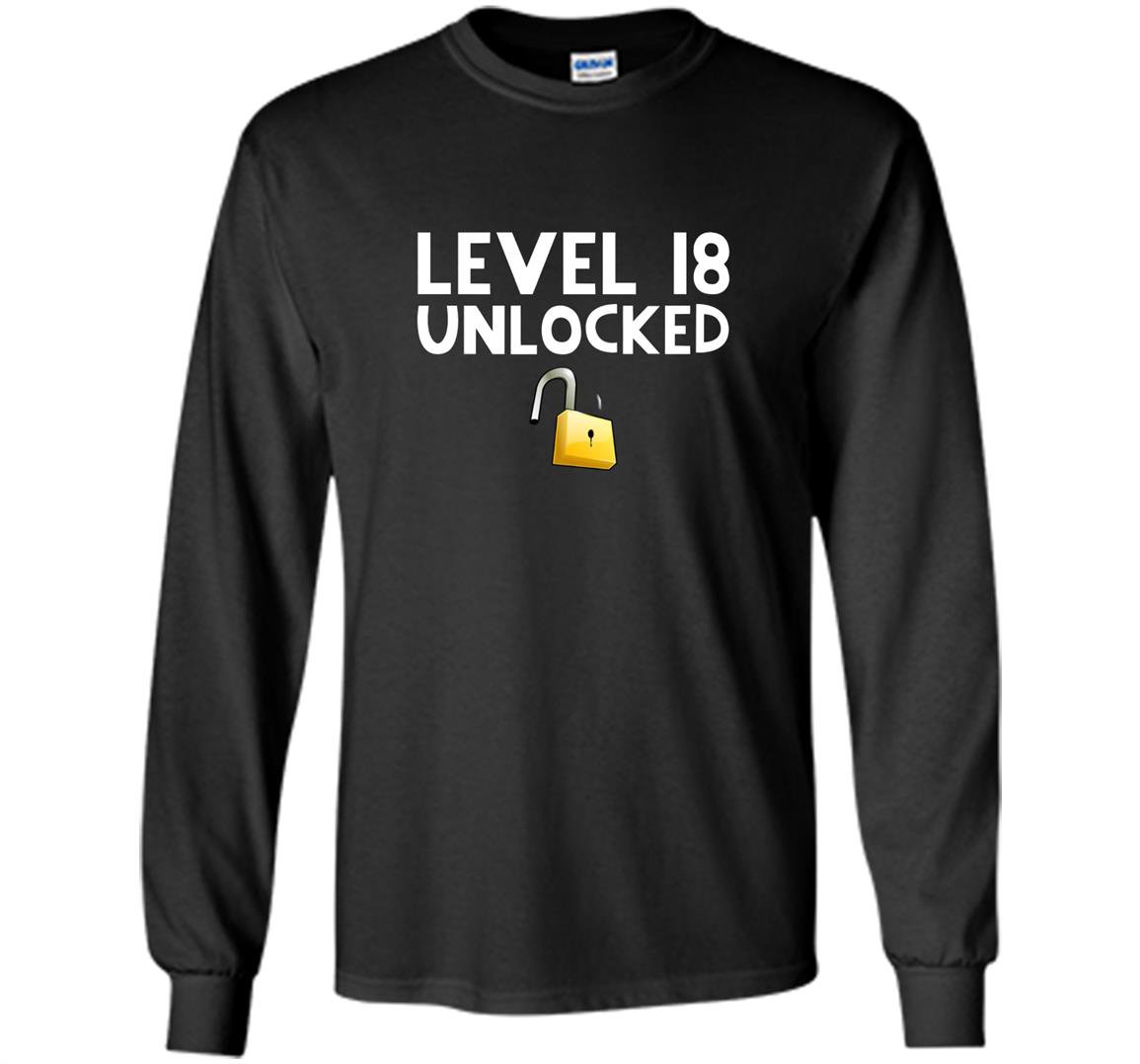 18th birthday gift funny gamer level 18 unlocked Long Sleeve