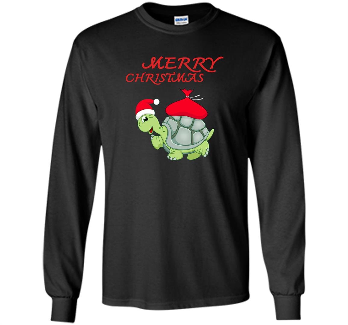Cartoon santa turtle funny christmas Long Sleeve