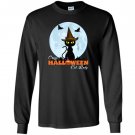 Crazy halloween cat lady funny cat in moon Long Sleeve