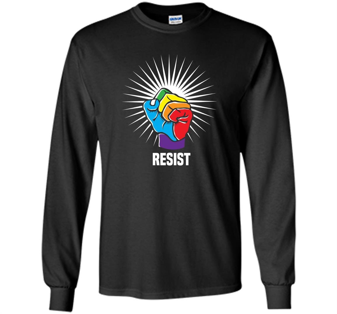 Resist rainbow flag anti trump lgbt gay pride Long Sleeve