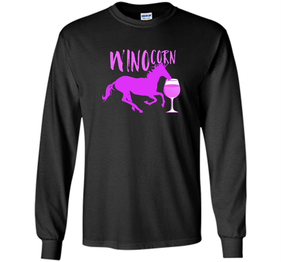 Winocorn drinking wine funny unicorn Long Sleeve