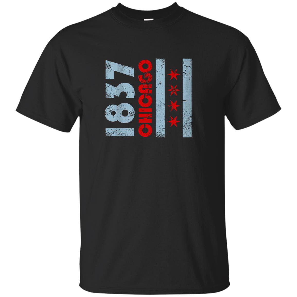 1837 chicago flag illinois T-shirt