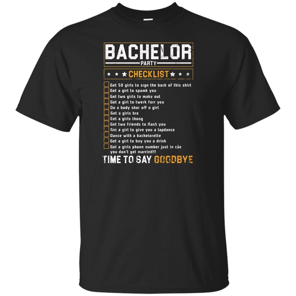 Bachelor party checklist funny bachelor party T-shirt