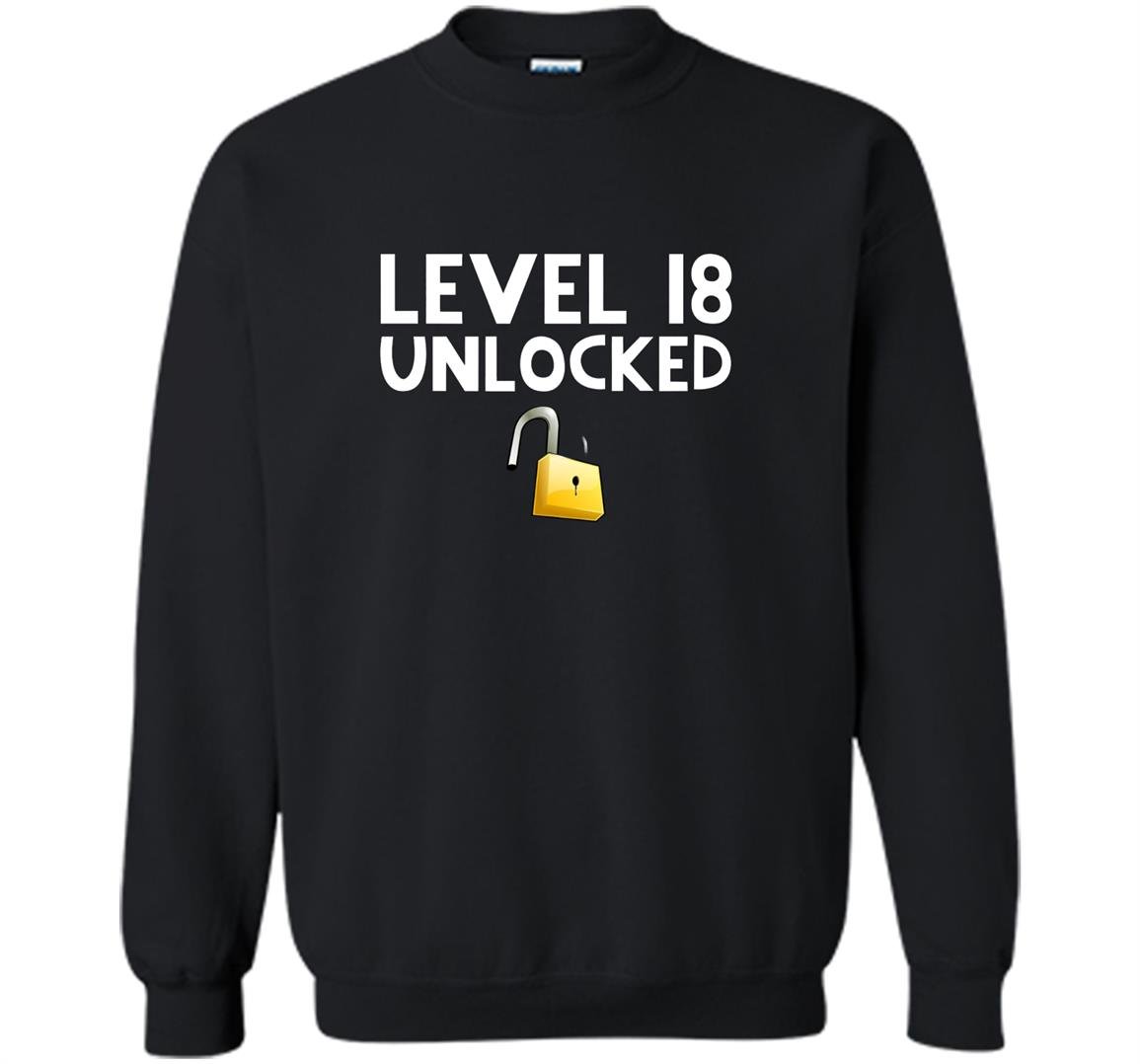 18th birthday gift funny gamer level 18 unlocked Sweatshirt