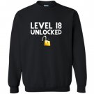 18th birthday gift funny gamer level 18 unlocked Sweatshirt