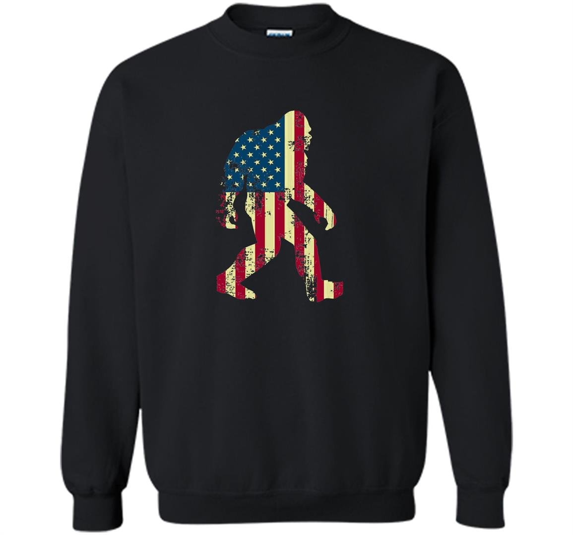 Bigfoot sasquatch american flag funny 4th of july Sweatshirt