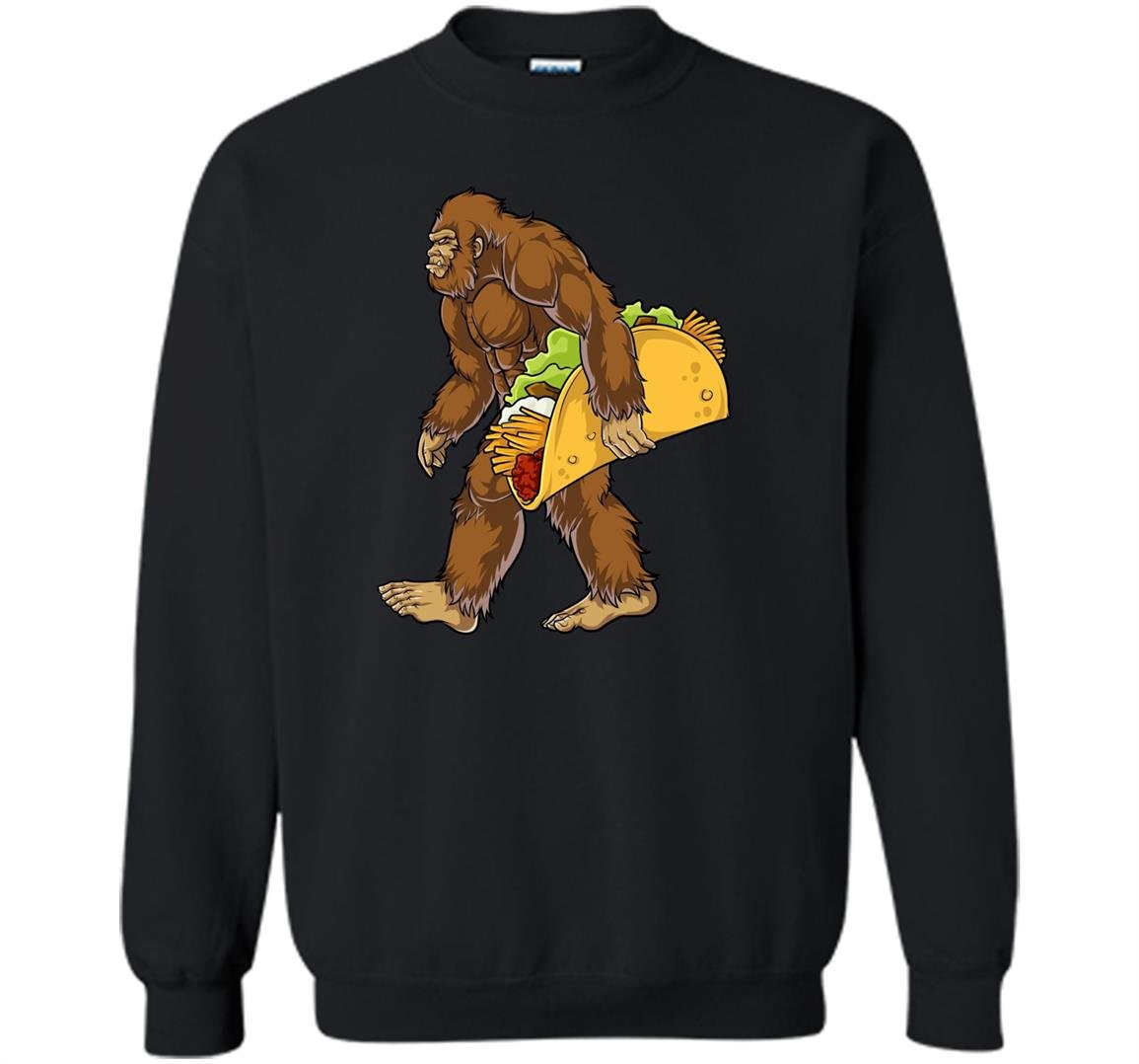 Bigfoot sasquatch carrying taco funny camping Sweatshirt
