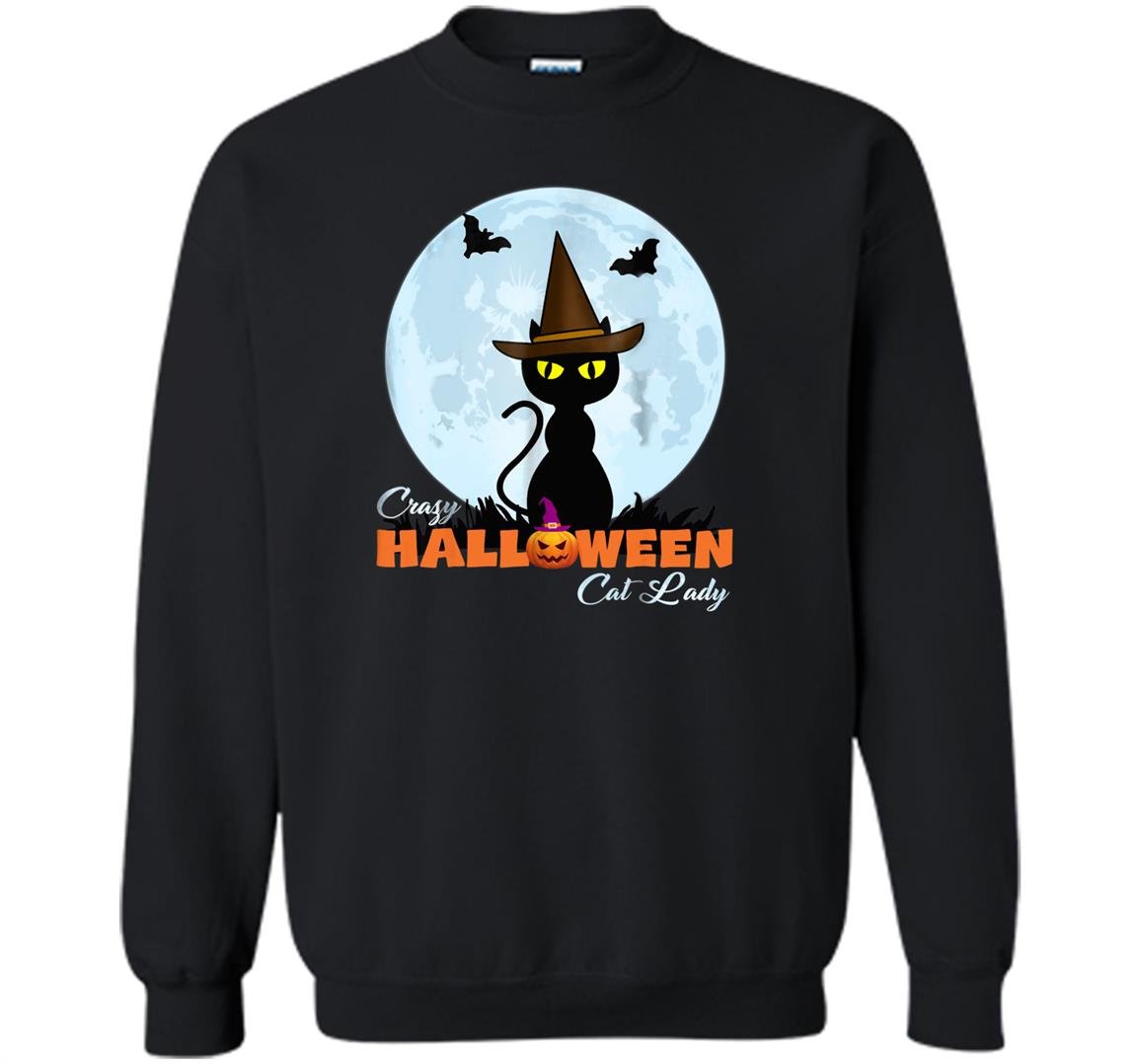 Crazy halloween cat lady funny cat in moon Sweatshirt