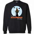 Crazy halloween cat lady funny cat in moon Sweatshirt