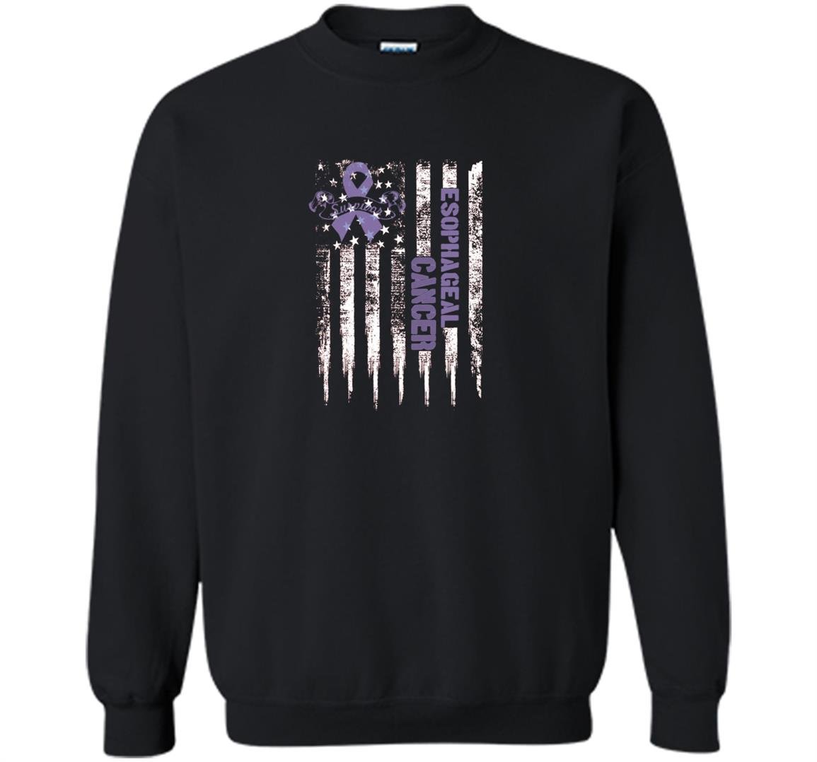 Esophageal cancer awareness us flag cancer ribbon Sweatshirt