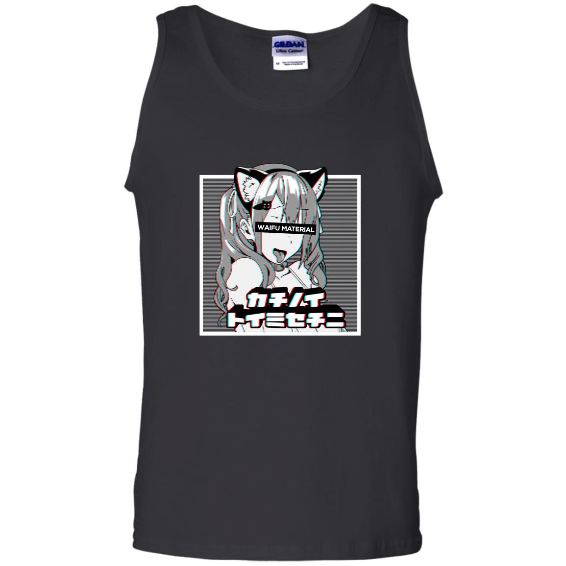 Ahegao lewd anime face and neko cosplay Tank Top