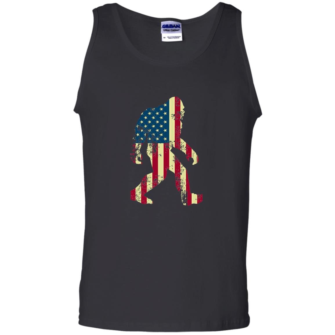 Bigfoot sasquatch american flag funny 4th of july Tank Top