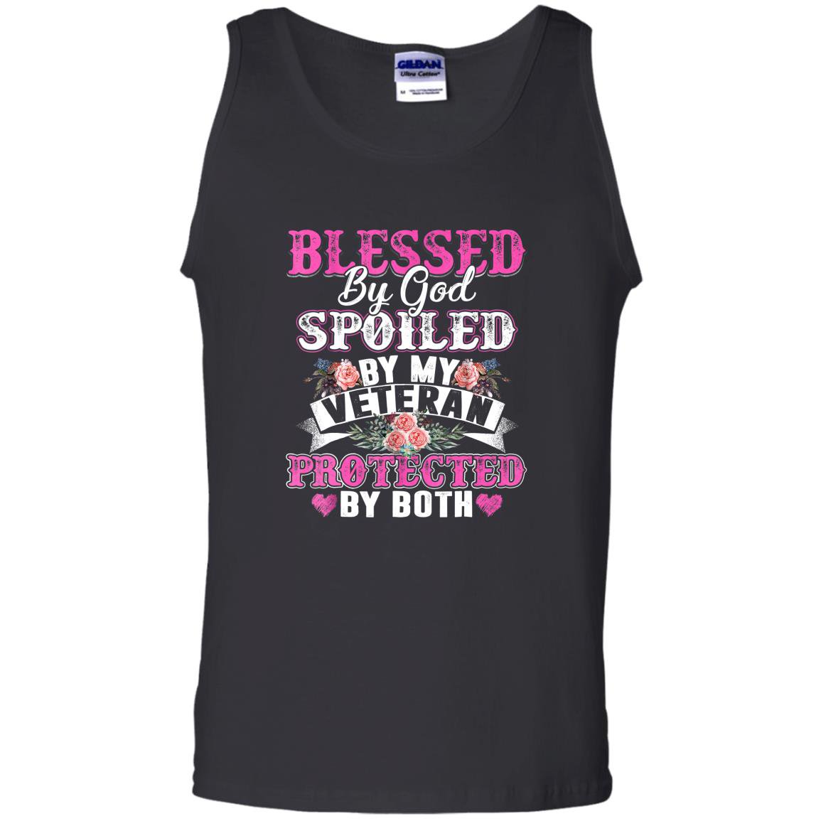 Blessed by god spoiled by my veteran protected by both Tank Top