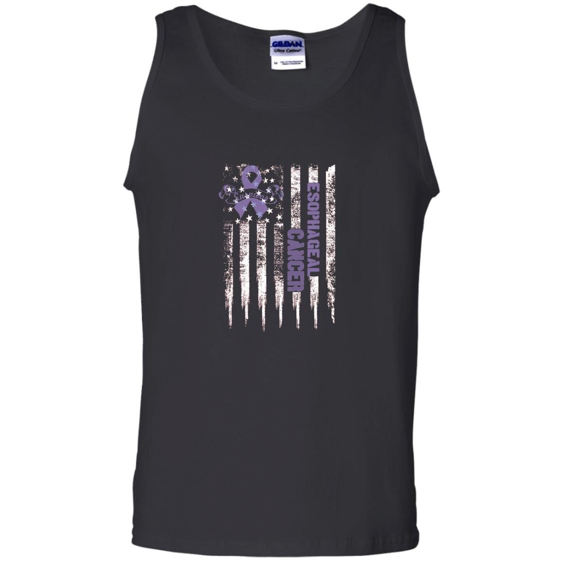 Esophageal cancer awareness us flag cancer ribbon Tank Top