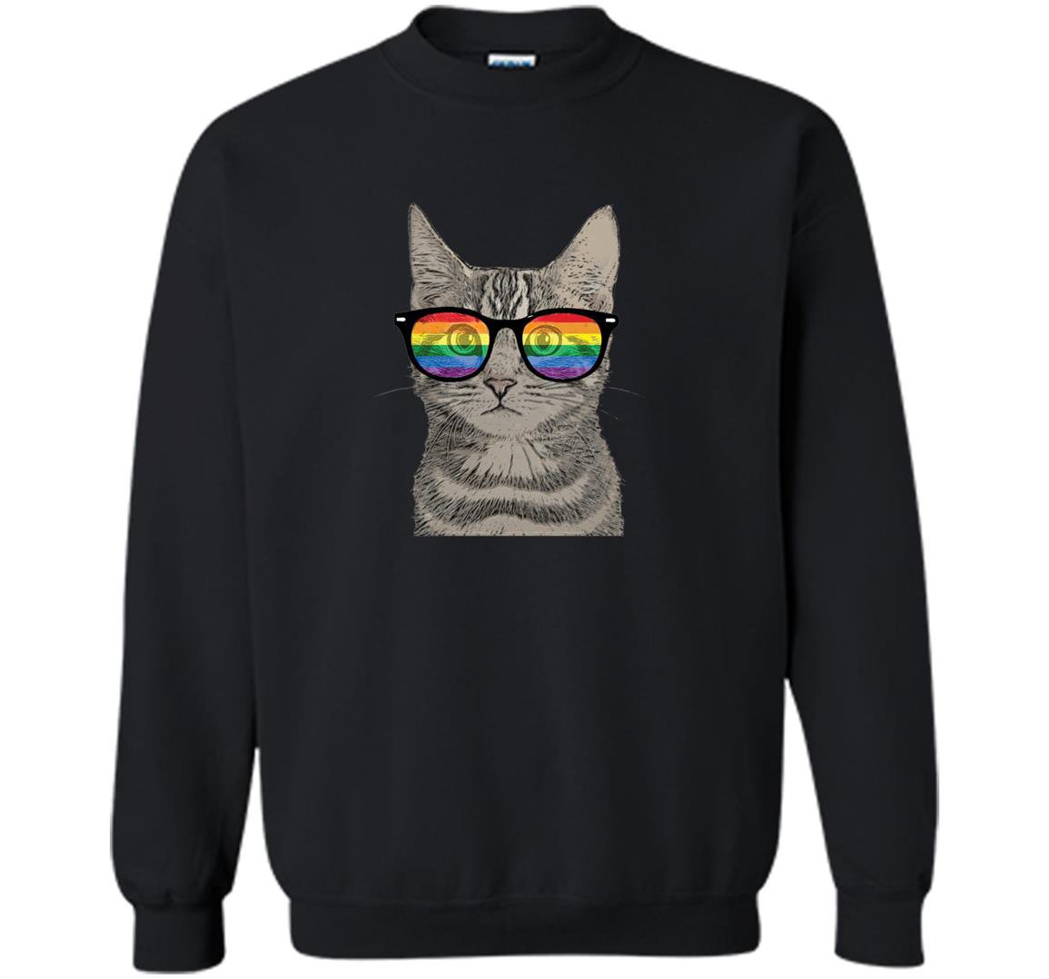 Gay pride cat kitten rainbow lgbt sunglasses funny Sweatshirt