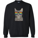 Gay pride cat kitten rainbow lgbt sunglasses funny Sweatshirt