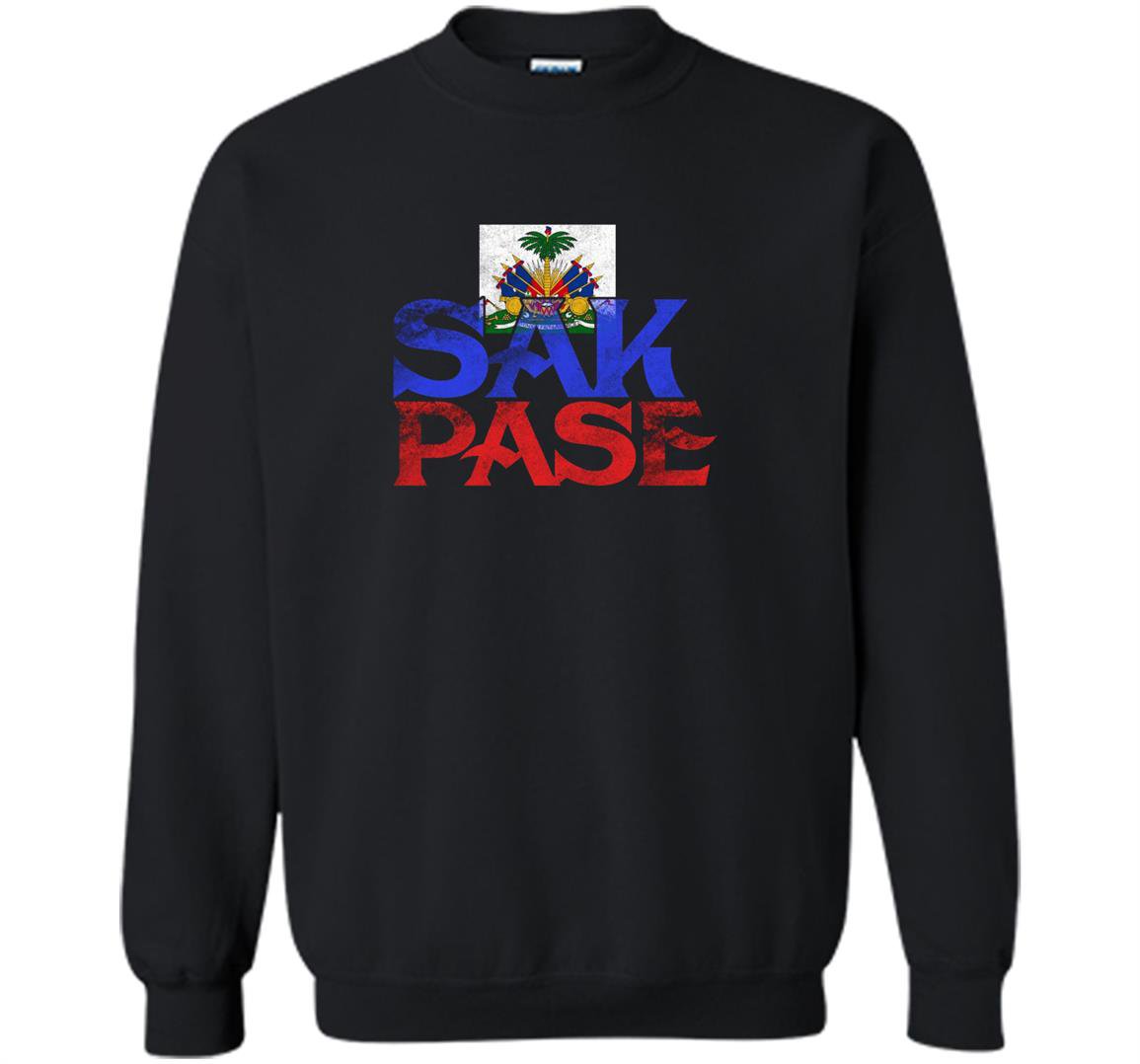 Haitian sak pase pride flag i love haiti roots Sweatshirt