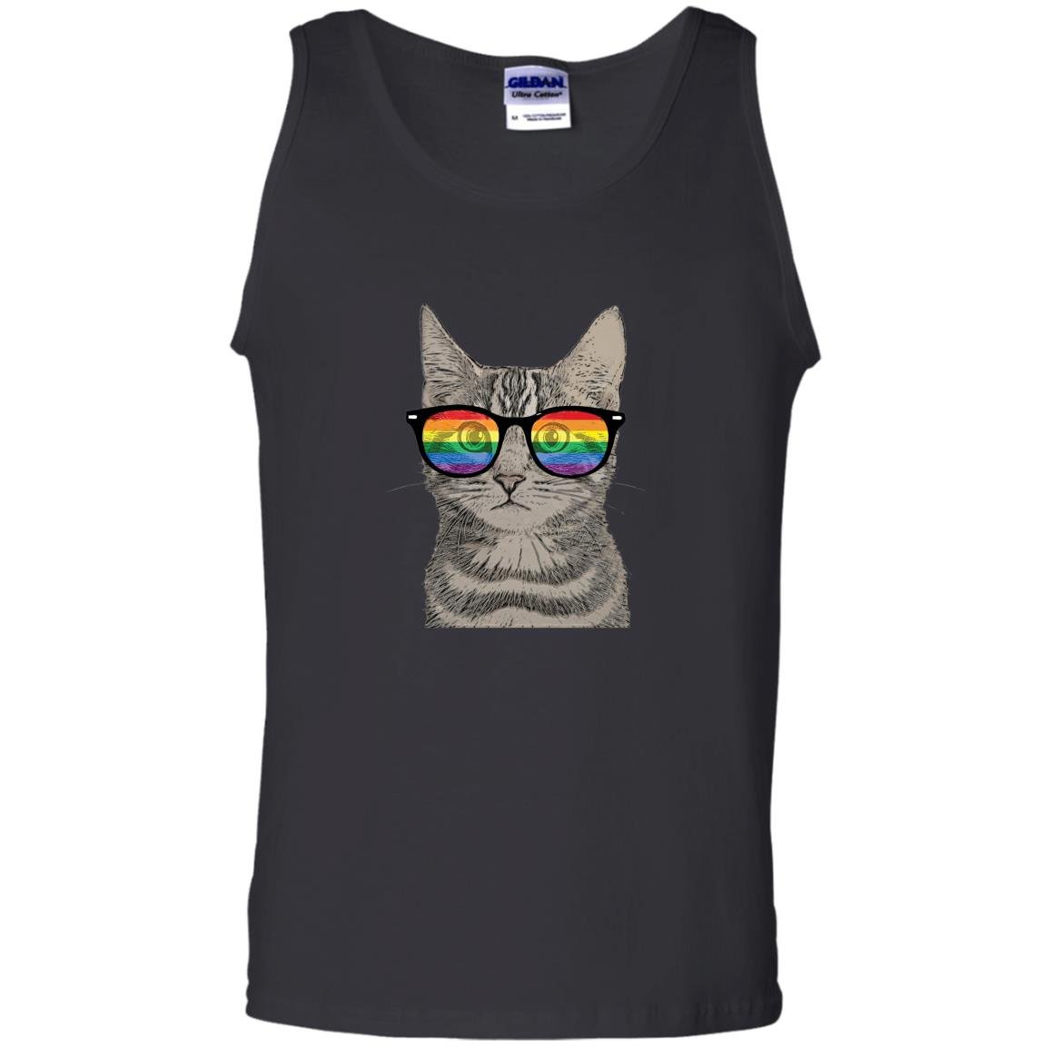 Gay pride cat kitten rainbow lgbt sunglasses funny Tank Top