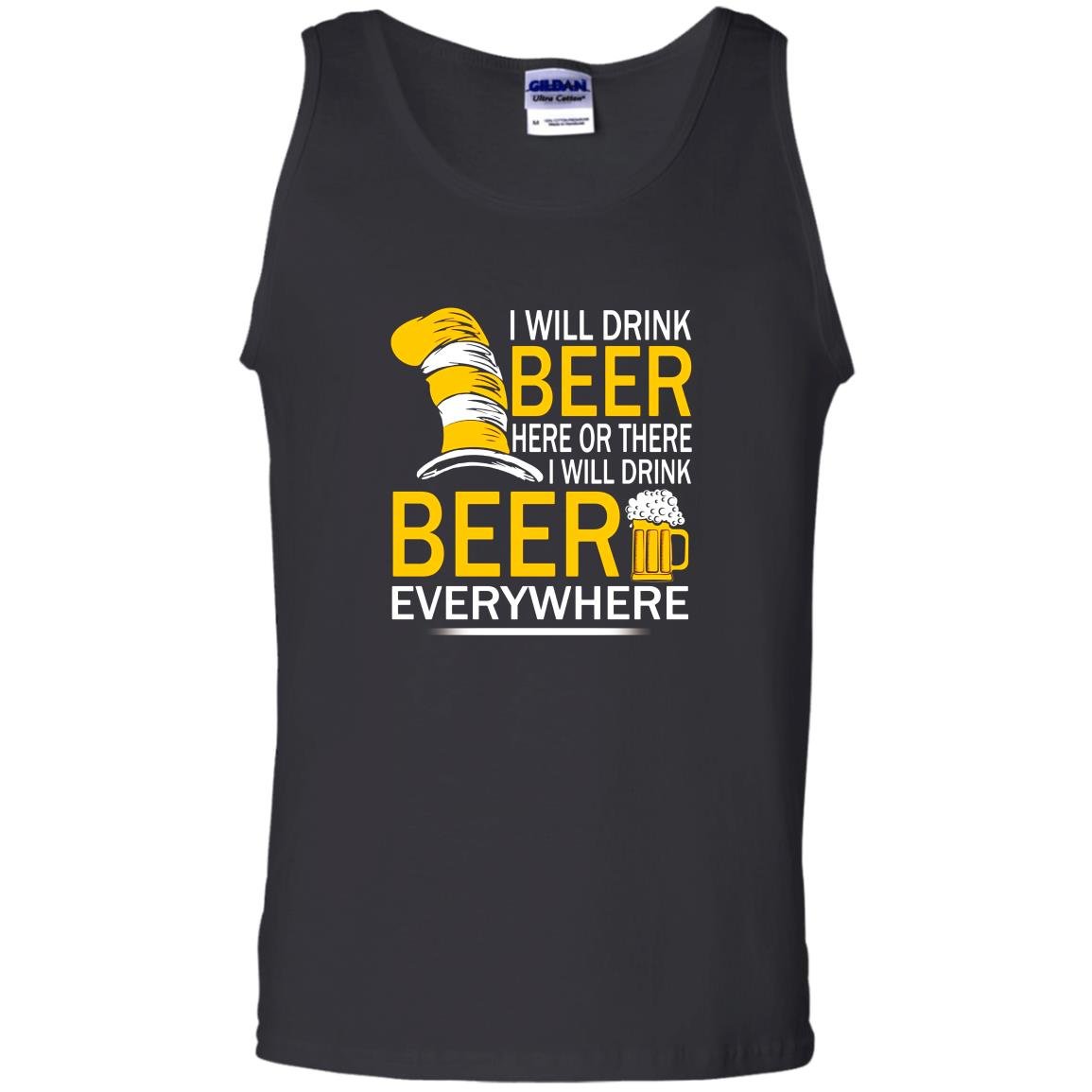 Hat cat sayings i will drink beer everywhere Tank Top