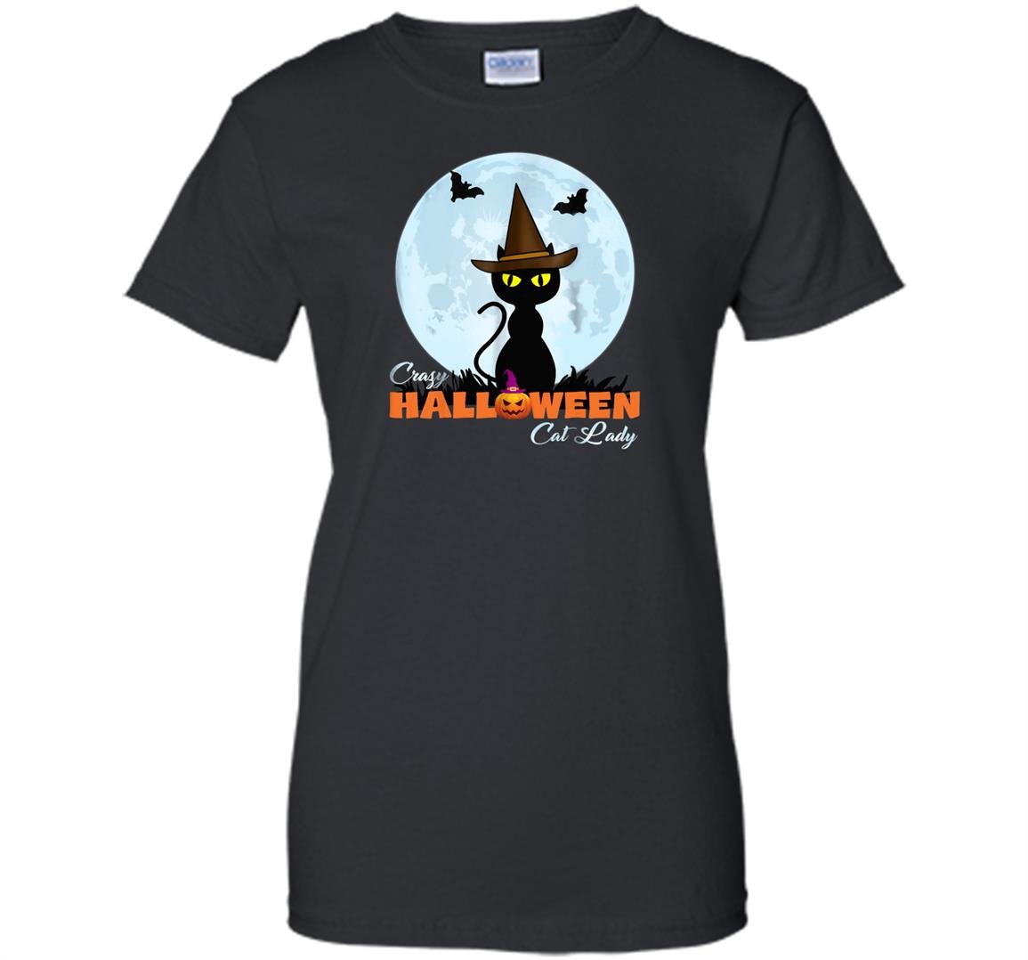 Crazy halloween cat lady funny cat in moon Women