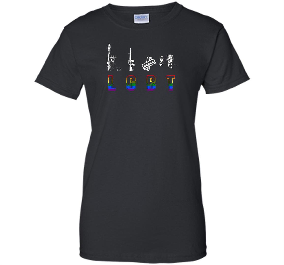 Funny rainbow flag lgbt liberty guns bacon trump Women