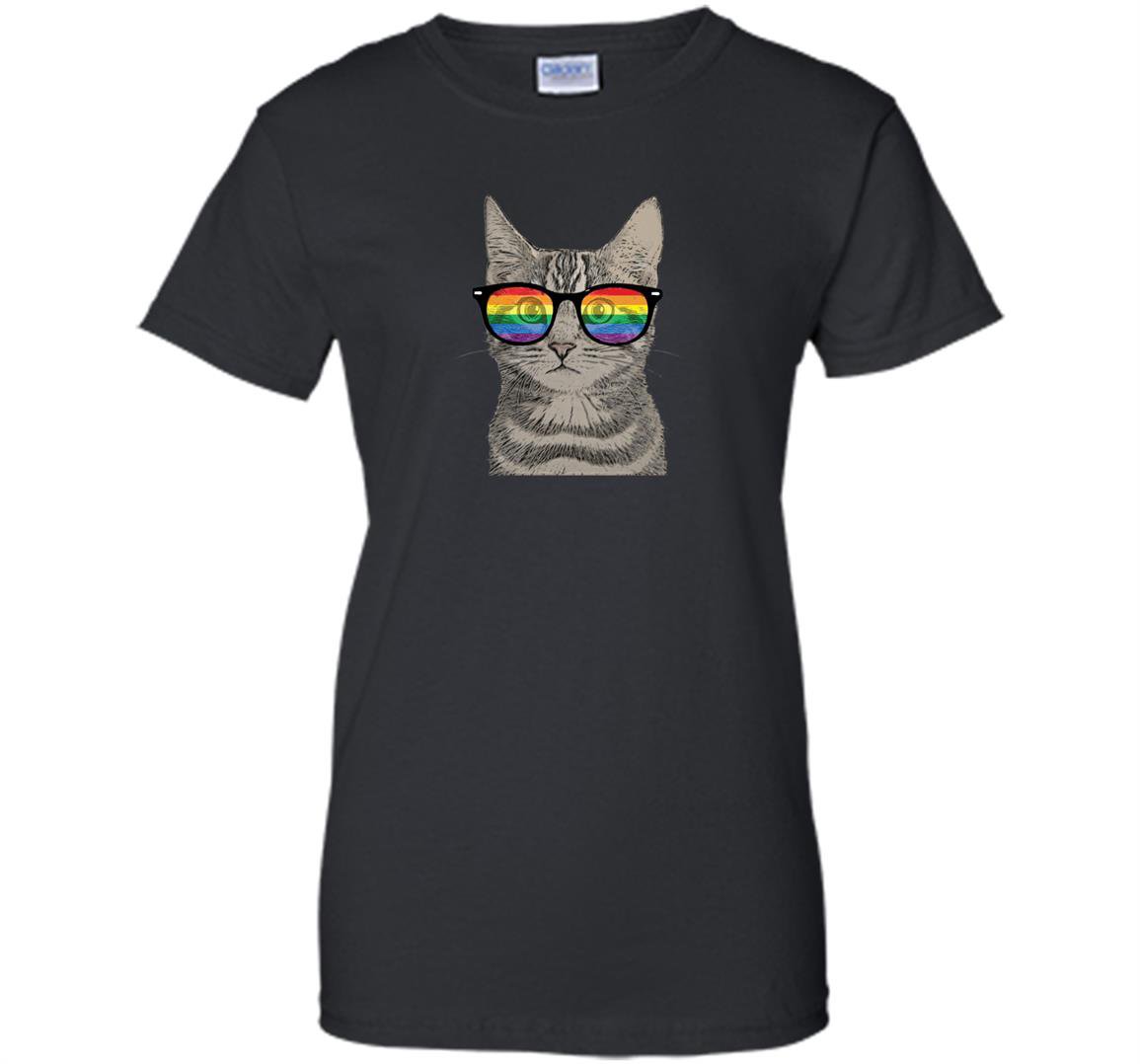 Gay pride cat kitten rainbow lgbt sunglasses funny Women