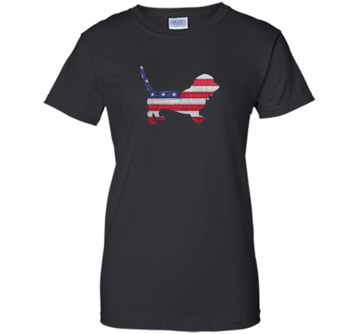 Patriotic basset hound mix american flag embroidery Women