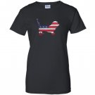 Patriotic basset hound mix american flag embroidery Women