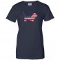 Patriotic basset hound mix american flag embroidery Women