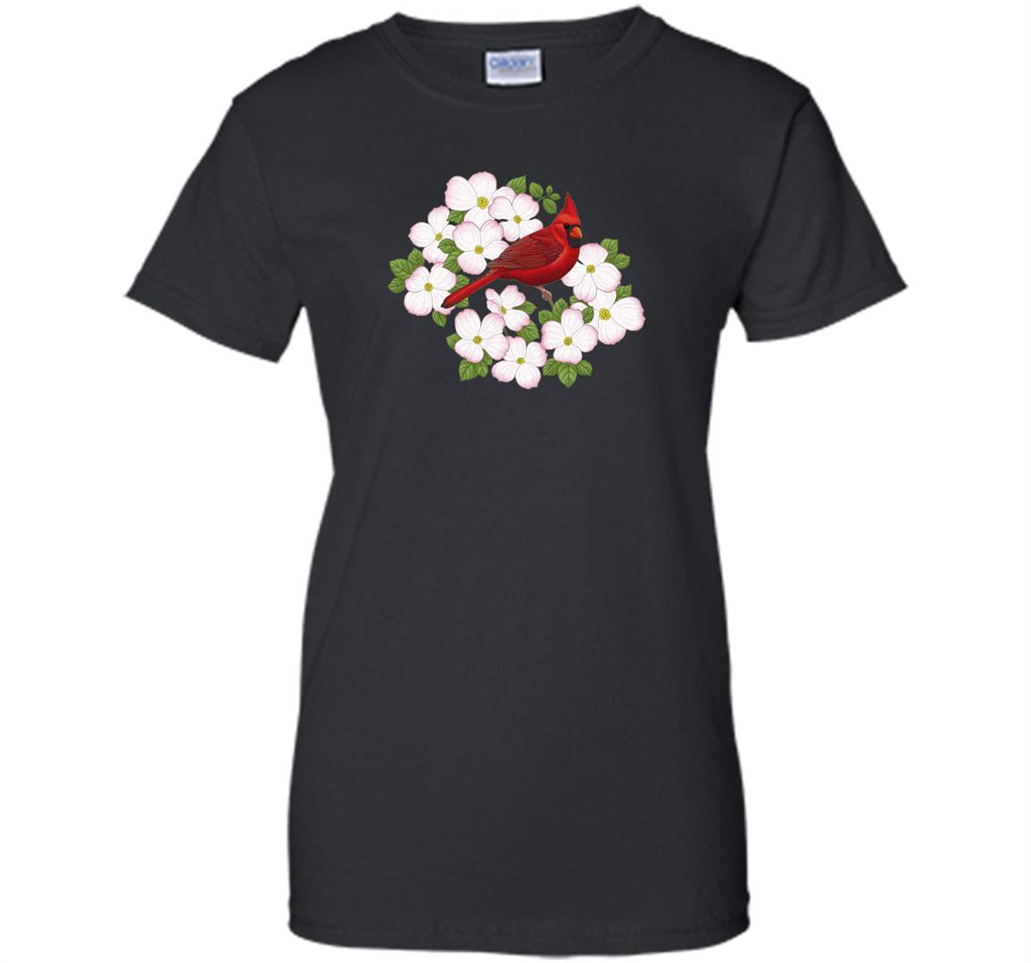 Red cardinal bird dogwood flower Women