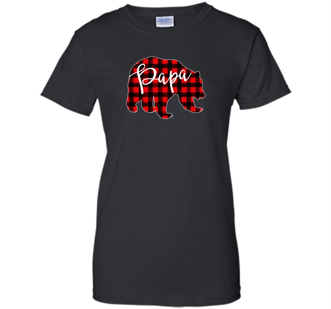 Red plaid papa bear matching pajama family buffalo dad Women