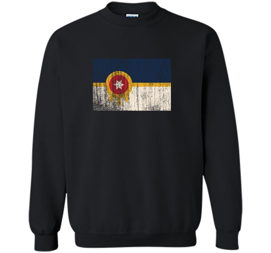 New tulsa flag vintage style distressed Sweatshirt