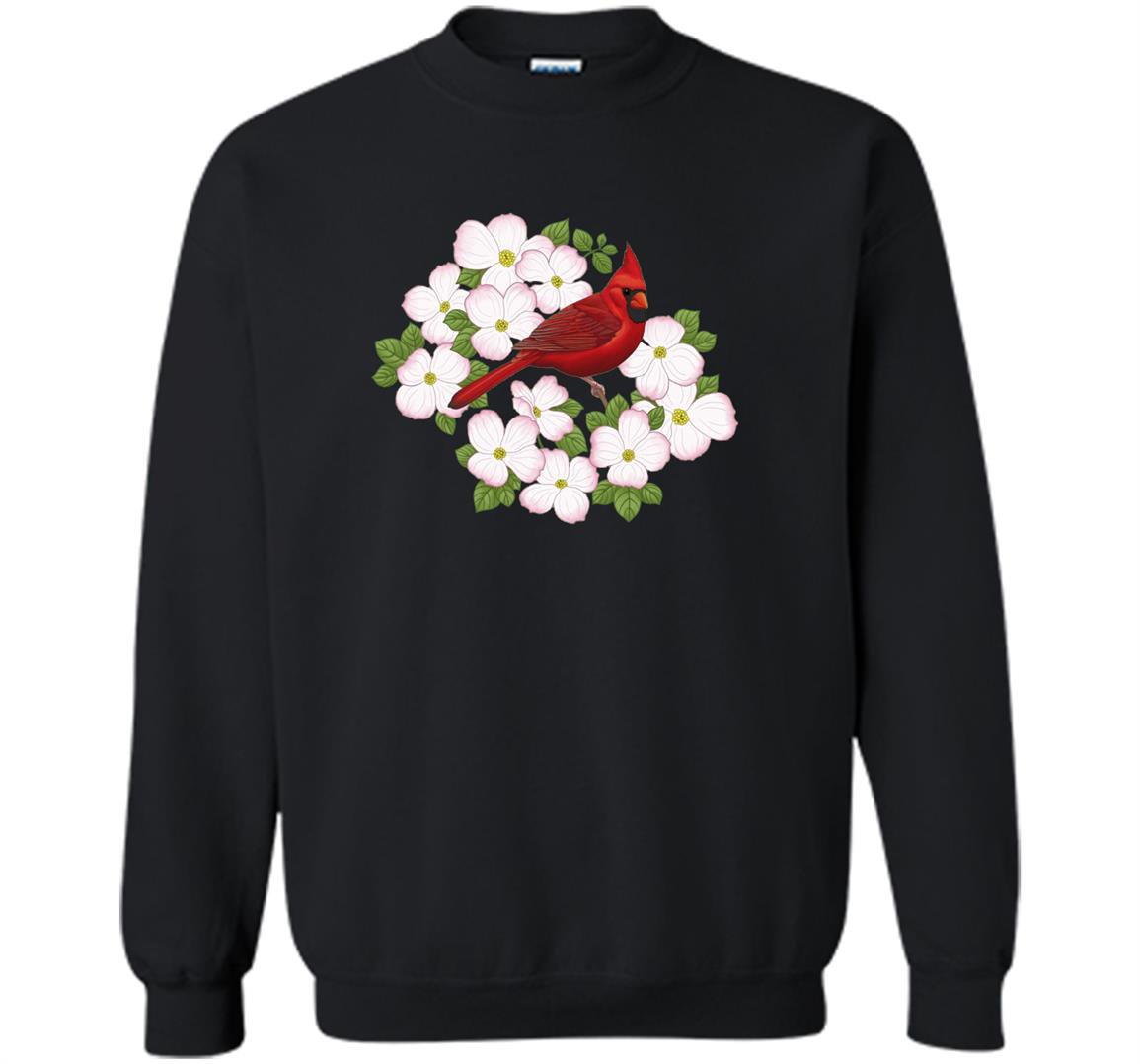Red cardinal bird dogwood flower Sweatshirt