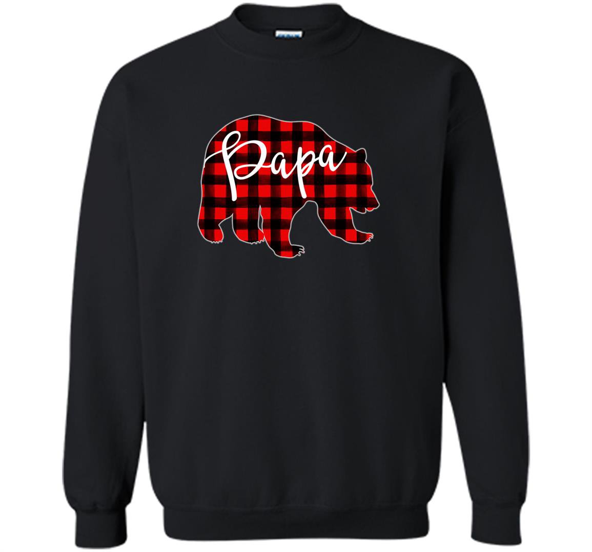 Red plaid papa bear matching pajama family buffalo dad Sweatshirt
