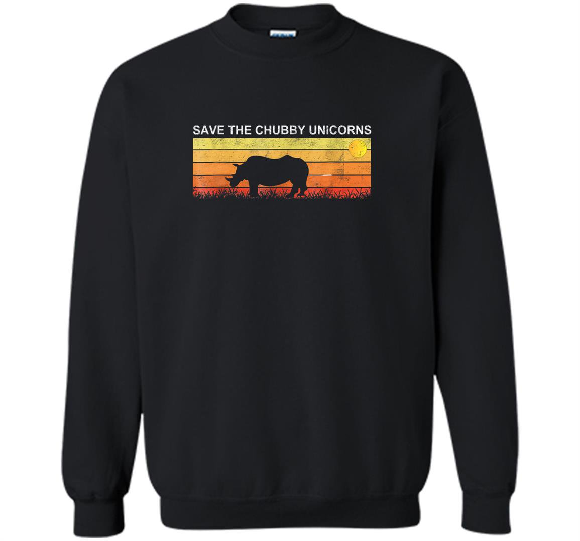 Save the chubby unicorns rhino vintage retro colors Sweatshirt