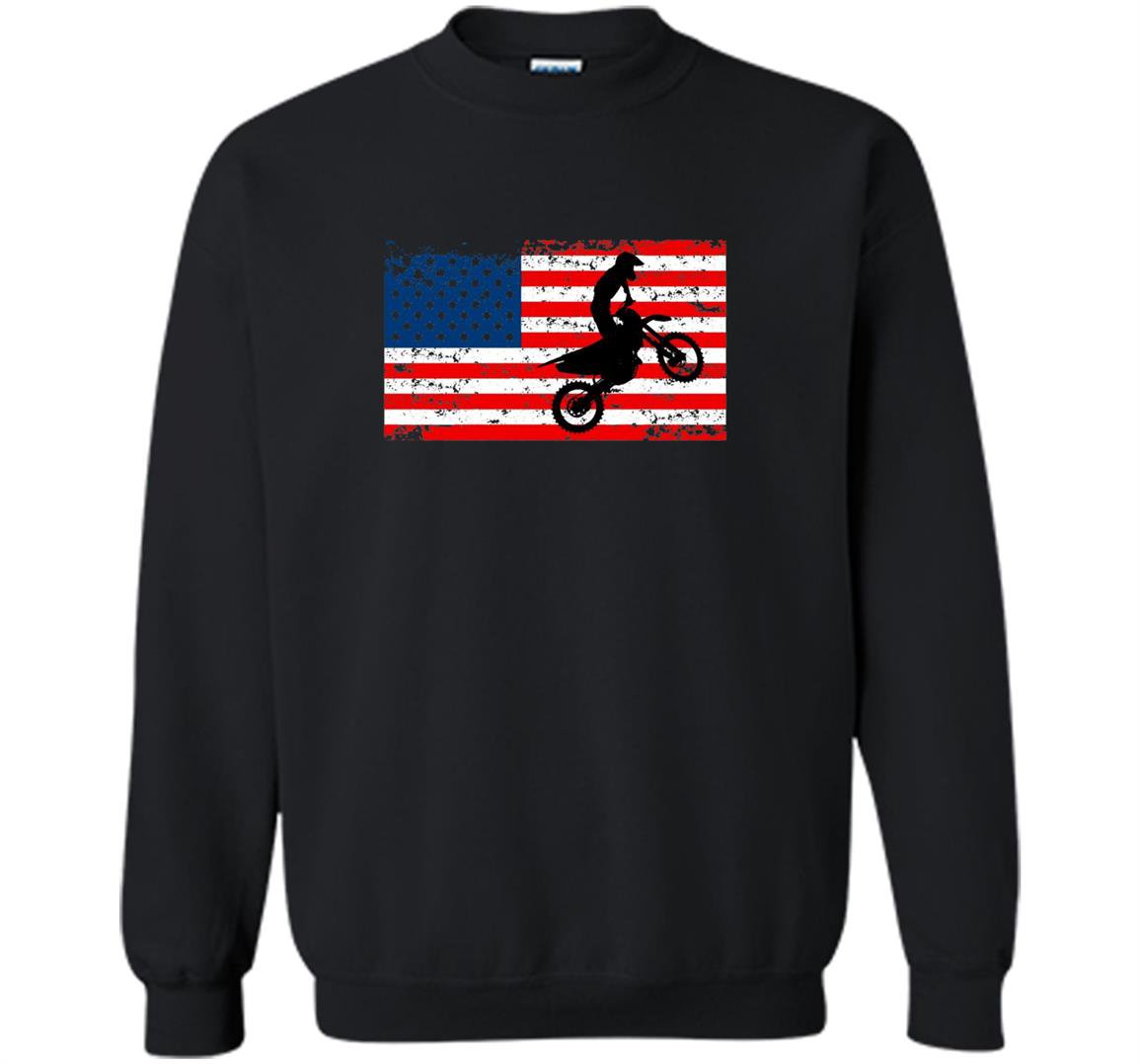 Usa veteran american flag motocross dirtbike vintage Sweatshirt