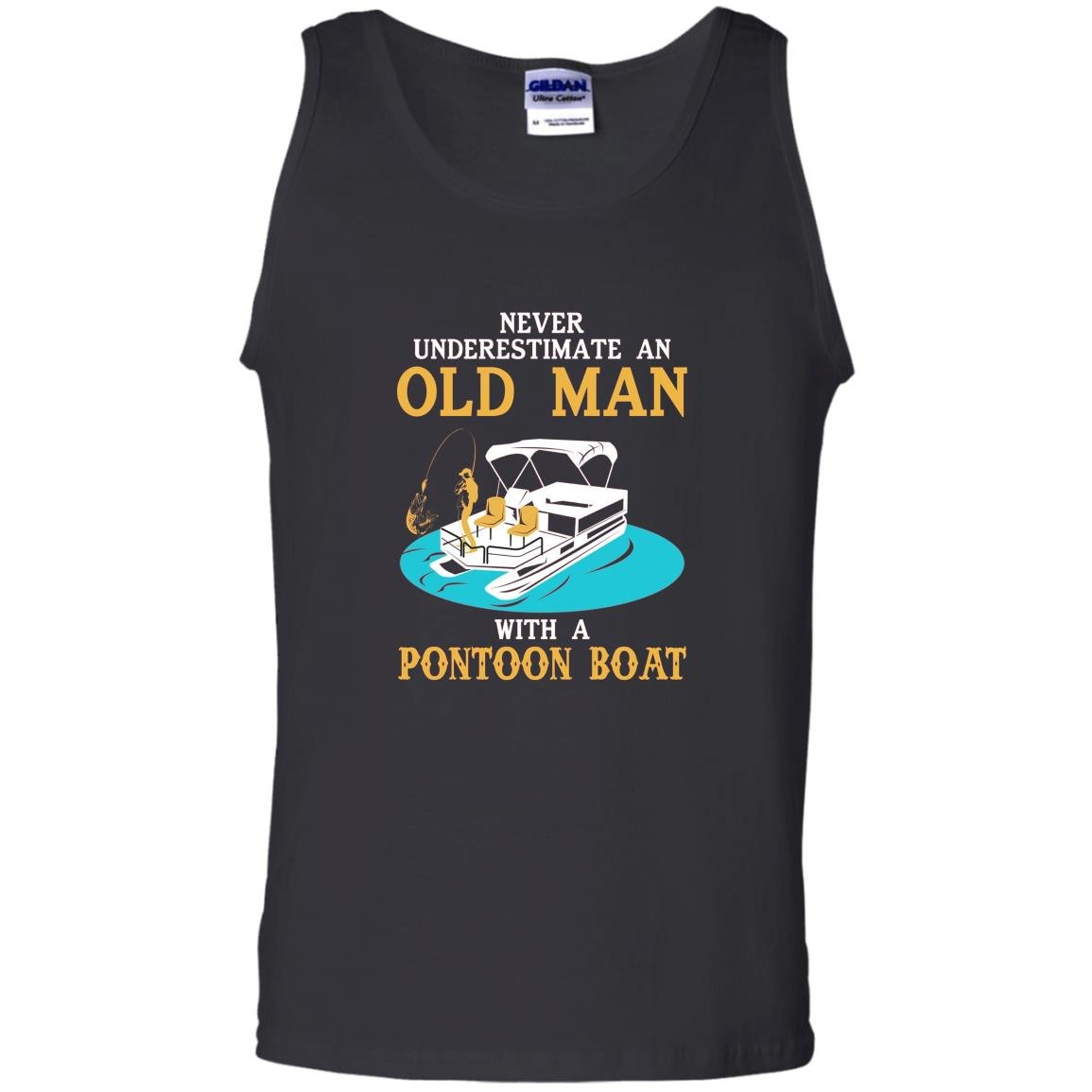 Never underestimate an old man with a pontoon boat Tank Top
