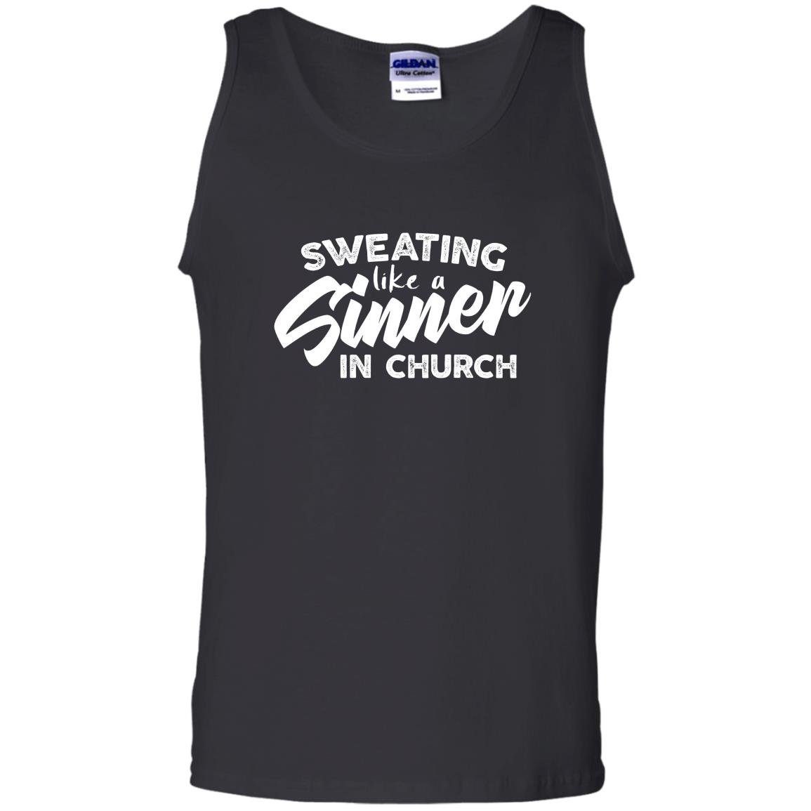 Motivational workout sweating like a sinner in church Tank Top