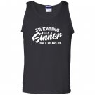 Motivational workout sweating like a sinner in church Tank Top